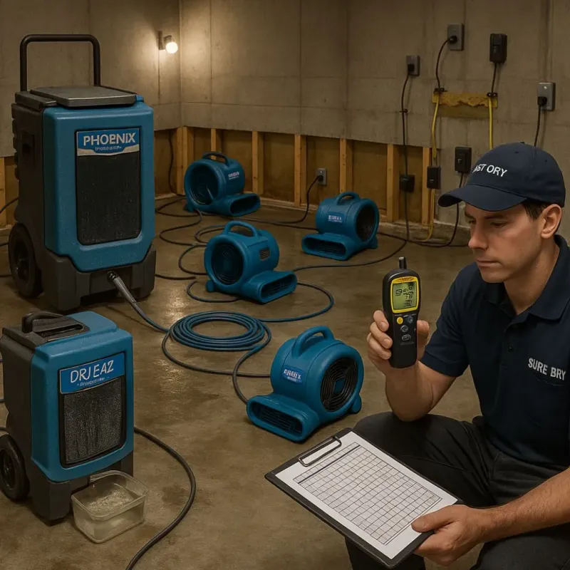Structural Drying and Dehumidification process in East Williston, NY
